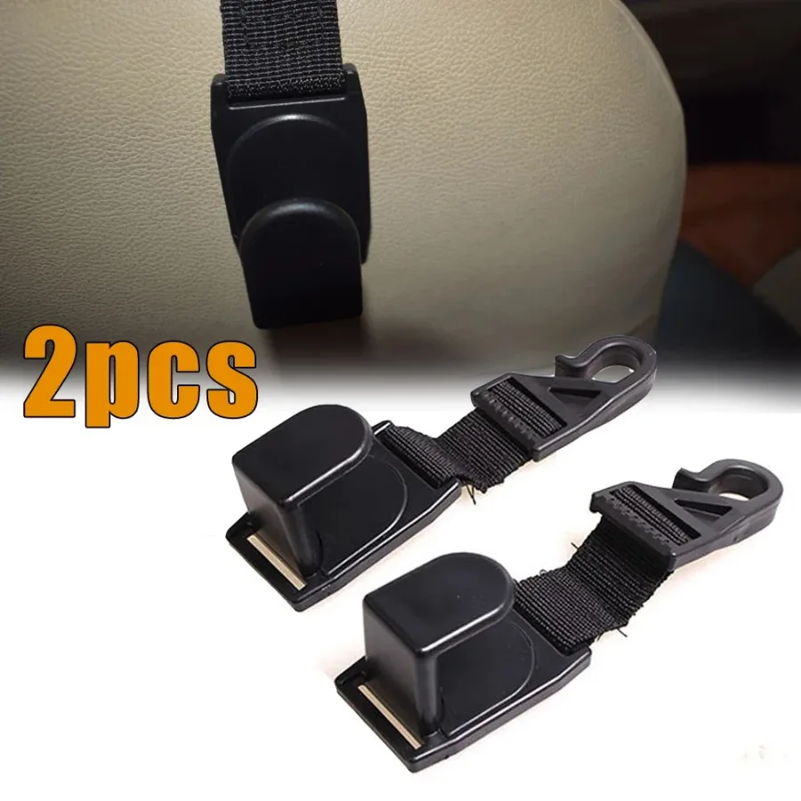 

2Pcs Universal ABS Car Seat Headrest Hook for Auto Back Seat Black Organizer Hanger for Handbag Purse Bags Clothes Coats