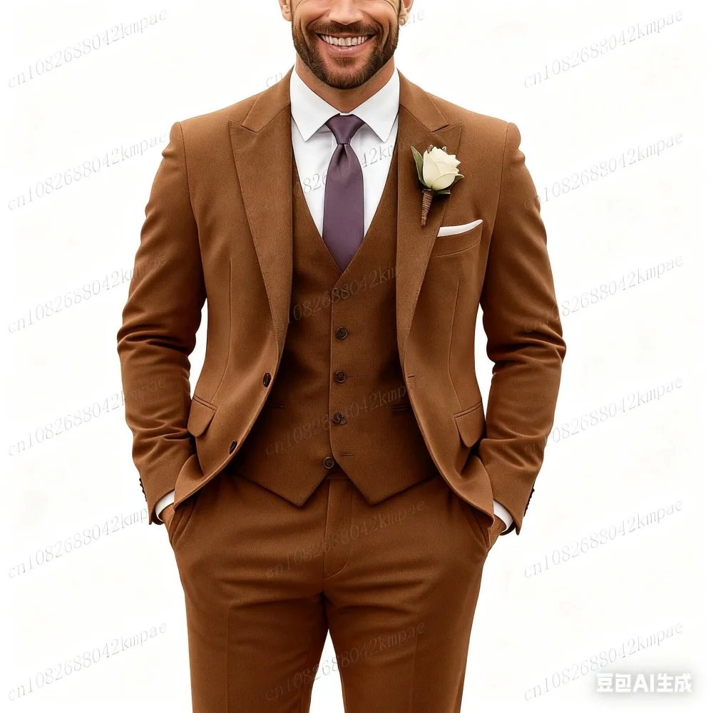 Мужской формальный фиолетовый бархатный смокинг, костюм из трех предметов, черный свадебный костюм для жениха, шафер, церемония, вечерние бальные халаты для бизнеса