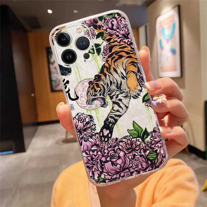 

Japanese tiger Art Phone Case Carcasa Funda For iPhone 17 Pro Max Air 17 16 15 14 13 Pro Max 15 16 Pro 16E Case