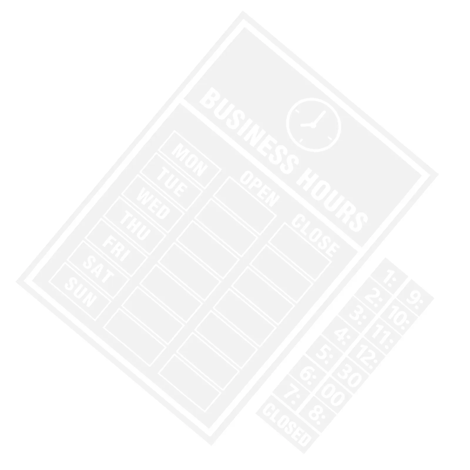 1Set Business Hours Window Decal Static Cling Reusable Transparent Store Hours Sticker Removable Open Close Sign for Shop Office