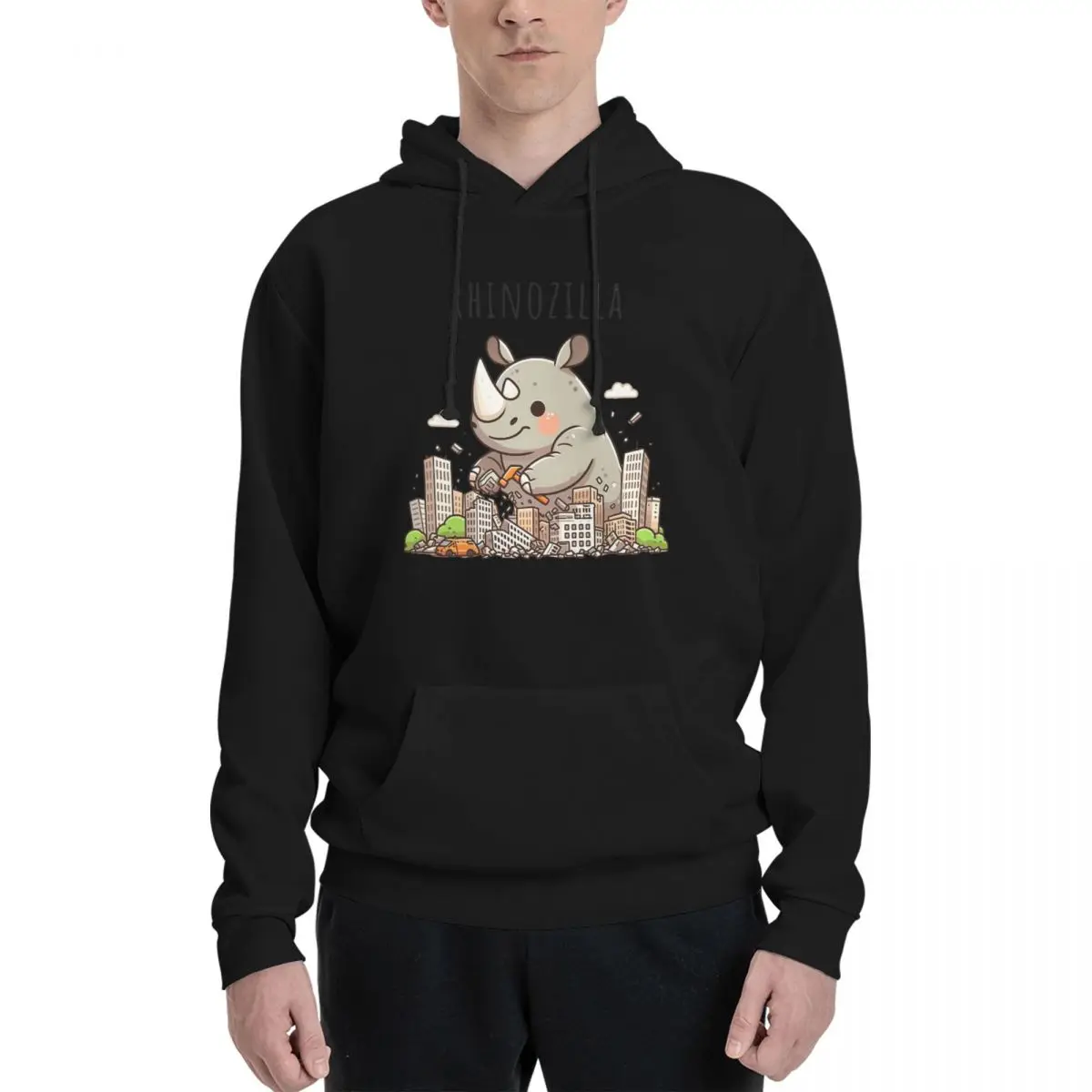 

2024 Hot Selling Godzillaed Rhinos Classic Men's Sweater Loose kangaroo pocket version hoodie