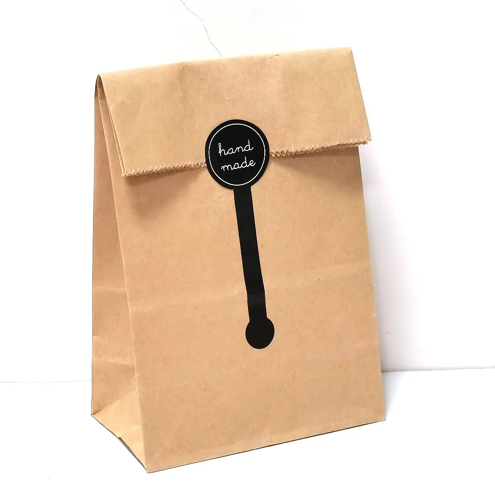 100/200pcs black hand made long sealing sticker pudding bottle sticker, baking box label sticker, baking, handicraft products
