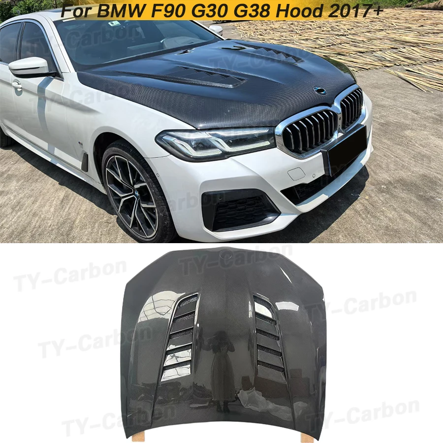 Real Carbon Fiber Car Front Bonnet Hood For BMW M5 F90 530i G30 G38 V Style Car Engine Cover Bodykit Parts Auto Accessories