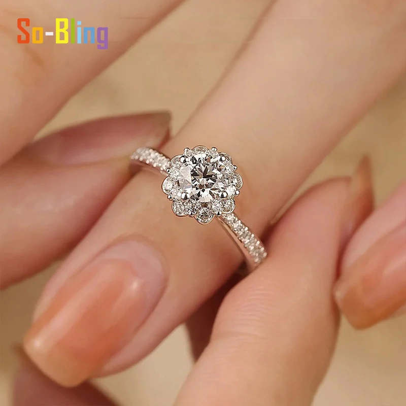 So-Bling 1 قيراط 6.5 مللي متر D VVS1 مويسانيتي الدائري مع شهادة Gra 925 فضة المشاركة خواتم الزفاف للنساء مجوهرات #3