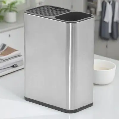 

1pc Knife Holder Stainless Steel Cutlery Rack With Drain Holes Space Saving Kitchen Storage Bucket Tableware Container Fork