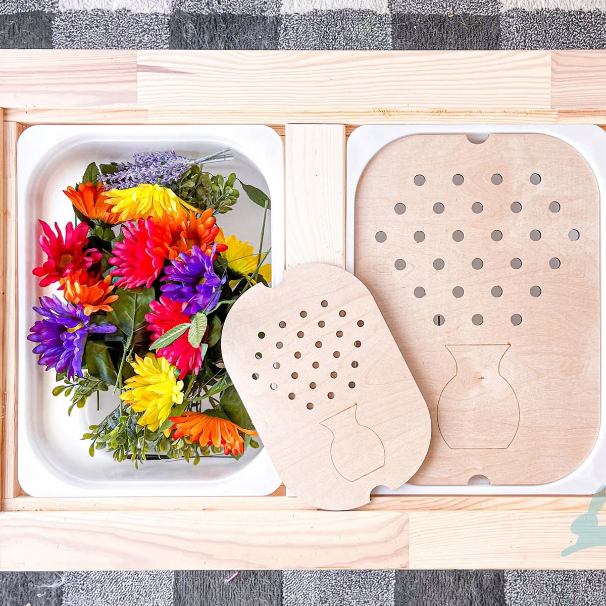 Bandeja sensorial de mesa para niños, juego de bolas de pelo de Color, azulejo de madera, Montessori, juguetes de Educación Temprana, accesorios