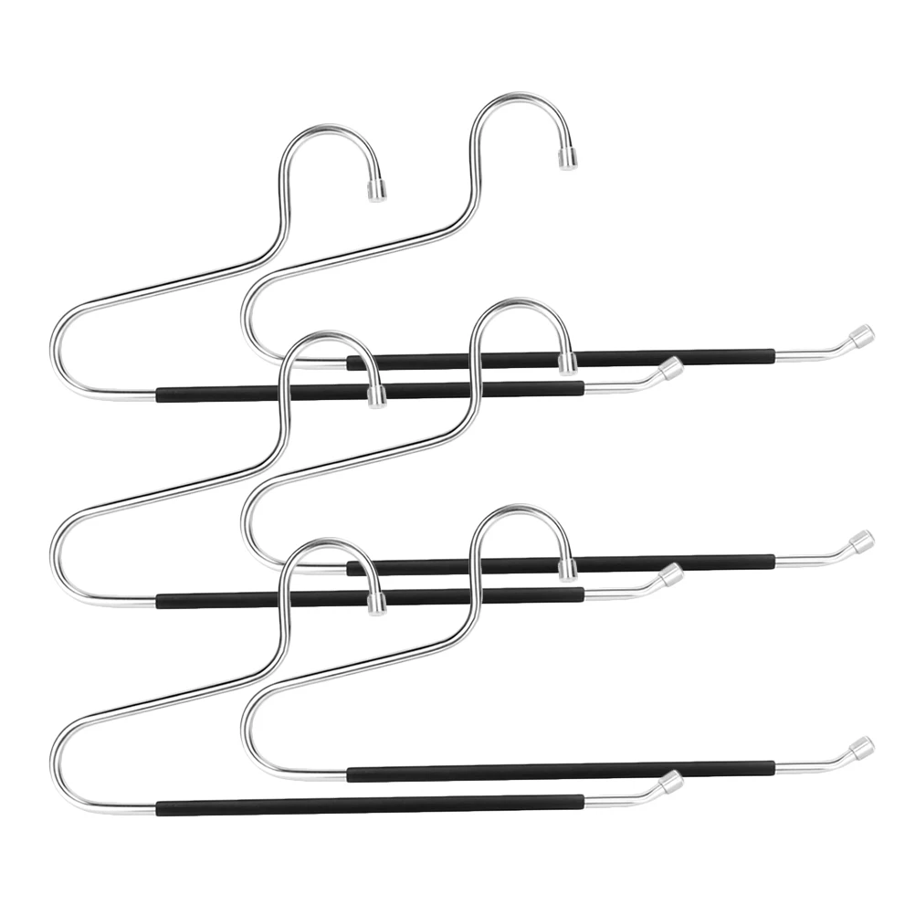 

6pcs Stainless Steel Closet Organizer Rack for Pants Skirt Jeans Space Saving Non Slip Hanger Wardrobe Storage Clothes Gadgets