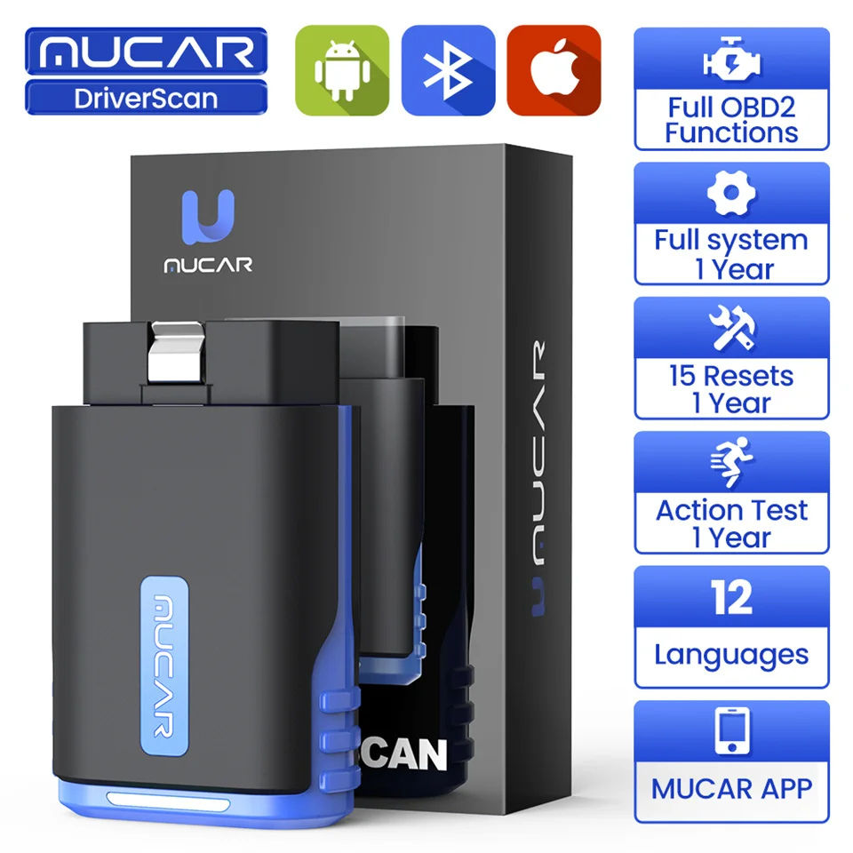 MUCAR Driverscan OBD2 Scanner Full System Car Diagnostic Tools 15 Resets Action Test Automotive Scan Tools 2025 Mucar Scanner