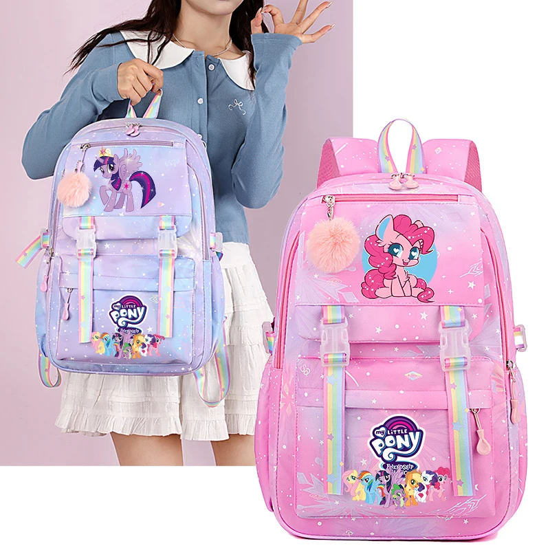 My little pony mochila feminina meninos meninas saco de livros dos desenhos animados kawaii estudante adolescente mochila presente aniversário