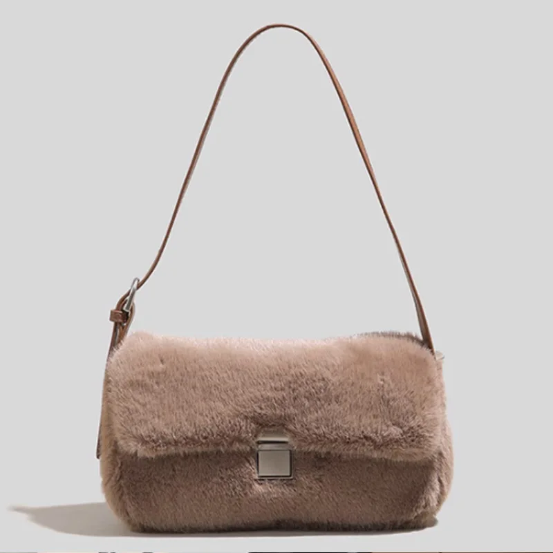 

Autumn/Winter New Faux Fur Underarm Bag Single Shoulder Bag Simple Commuter Bag Versatile Women's Bag Underarm Bag