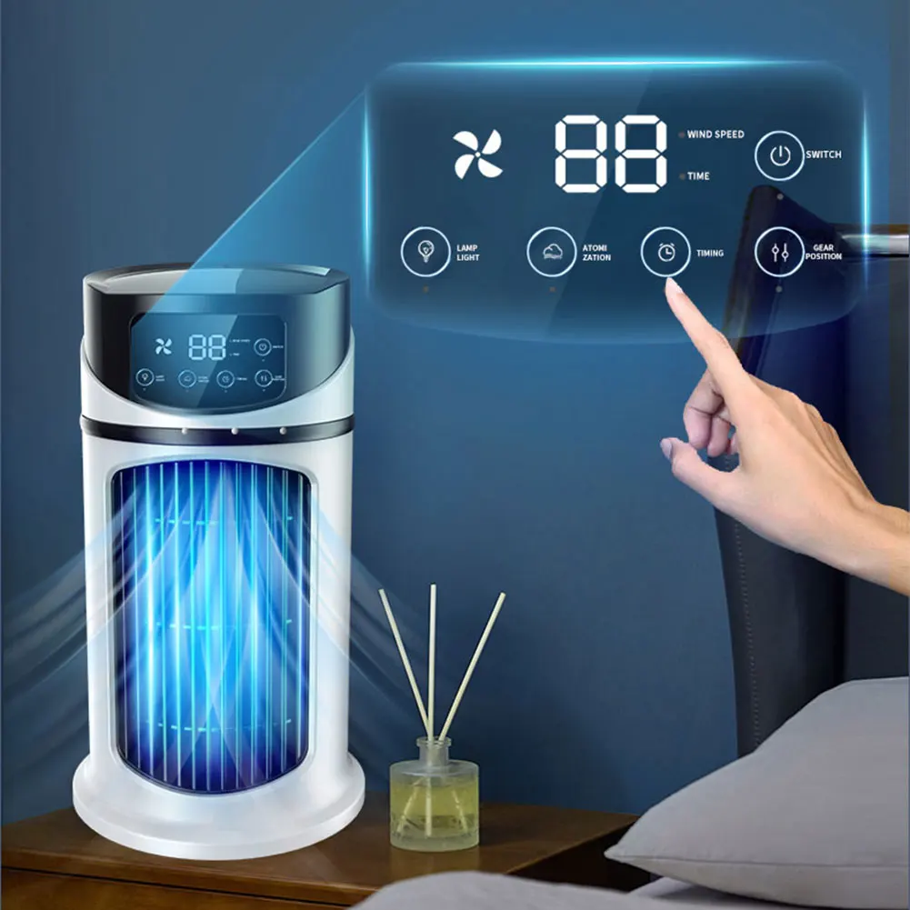 

Portable Air Conditioner Desk Fan Spray Humidifier Air Cooling Fan Timing Circulation Wind Quiet Electric Fan for Home Office