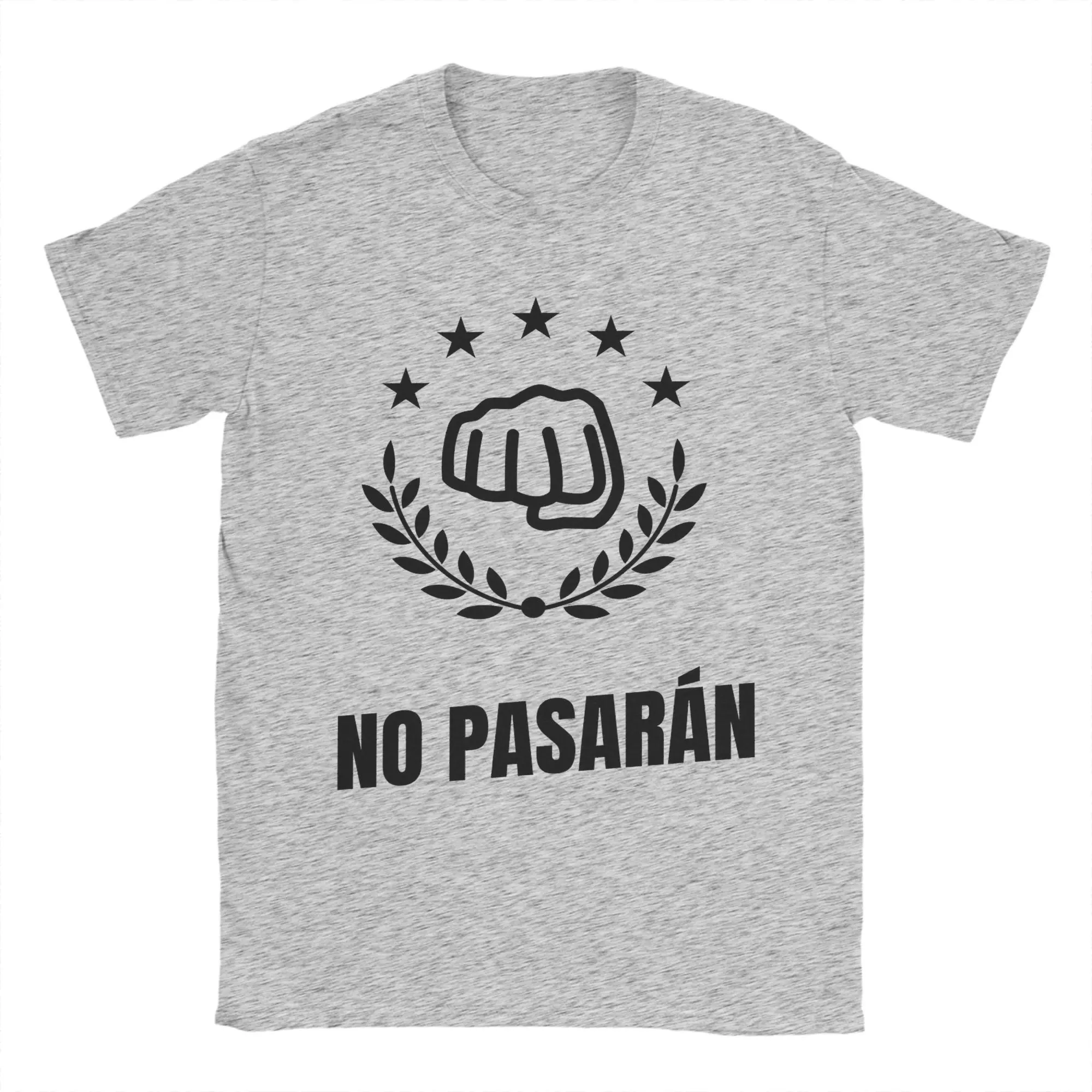 No pasaran support movement T Shirt Men Women 100% Cotton Funny T-Shirts Round Collar  Tees Short Sleeve Tops Plus Size