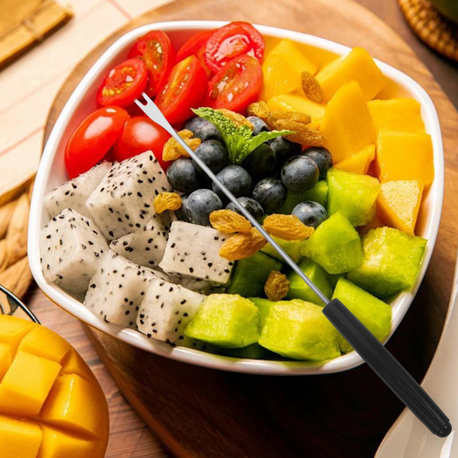 

6Pcs Stainless Steel Fondue Forks Set Elegant Long Handle Cheese Chocolate Dipping Sticks for Fruits Marshmallows Dessert