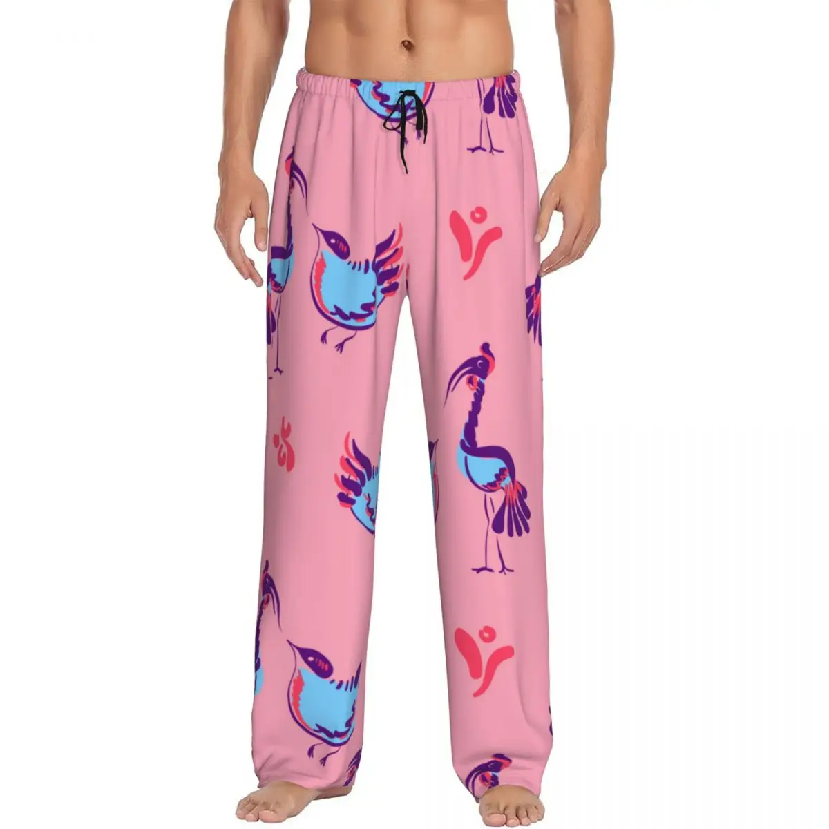 Hand Drawn Bird Calligraphy Men Sleep Bottoms Male Lounge Trousers Men's Pajama Pants