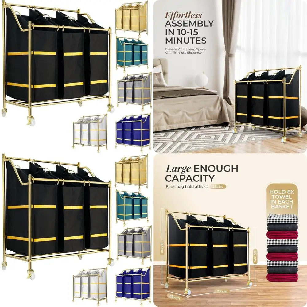 

Трехсекционная тележка-органайзер для белья на колесах, корзина для одежды, игрушек и полотенец