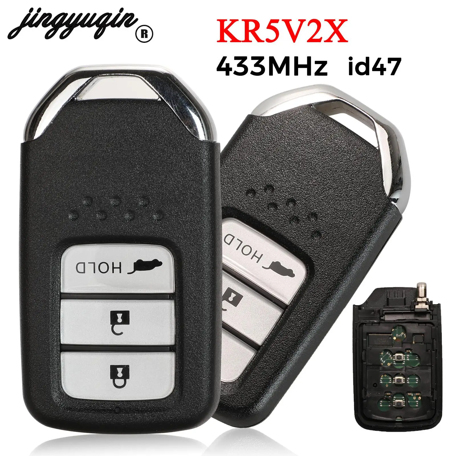 jingyuqin 3 Buttons 434MHz Smart Remote Control Car Key For Honda CRV 2015 Fob id47 Chip KR5V2X Replacement