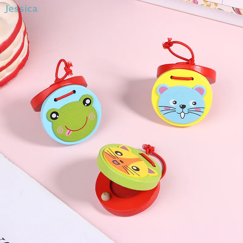 ♥ 木製クラッパー教育玩具、早期学習用、3～7歳の子供向け漫画楽器