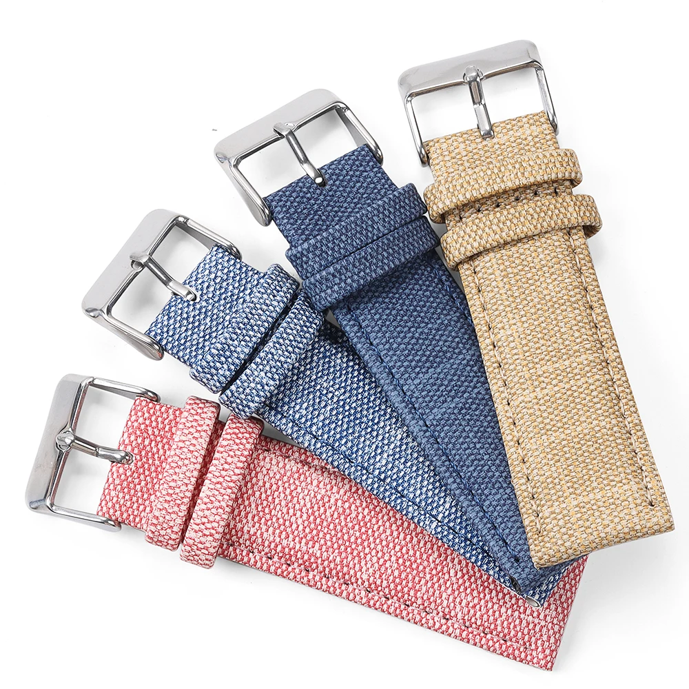 12/14/16/18/20/22mm Denim Pattern Nylon Watchband for Huawei Gt2/3 Vintage Strap Watch Band for Men Women Accessories