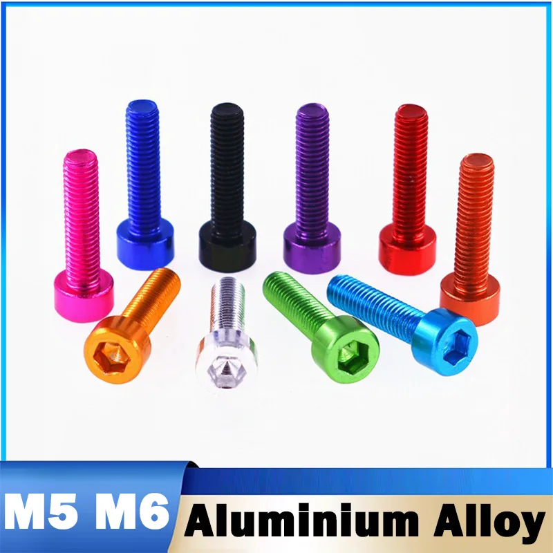 5Pcs 7075 Aluminum Allen Socket Screw M5 M6 Colourful Aluminum Alloy Hexagon Hex Socket Cap Head Machine Screw Bolt
