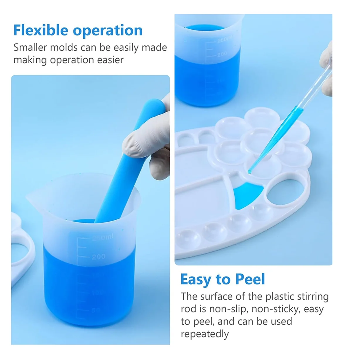 كوب قياس السيليكون من الراتنج ABXHH، مستلزمات الراتنج، كوب سيليكون 1 لتر و250 مل و100 مل، كوب خلط الراتنج، كوب خلط راتنجات الإيبوكسي