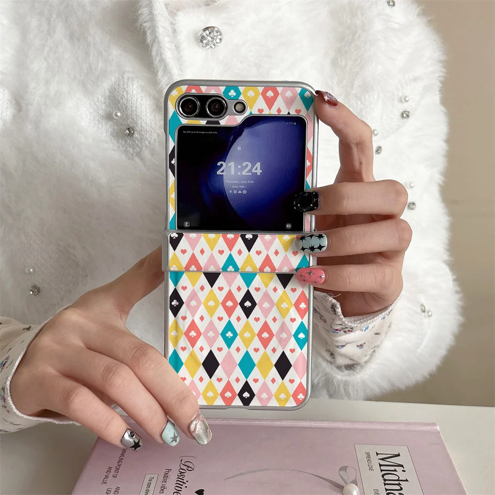 Cute Colored rhombus For MagSafe Phone Case For Samsung Galaxy Z Flip 7 6 5 4 3 Foldable Z Flip 7FE Protective Cover Magnetic