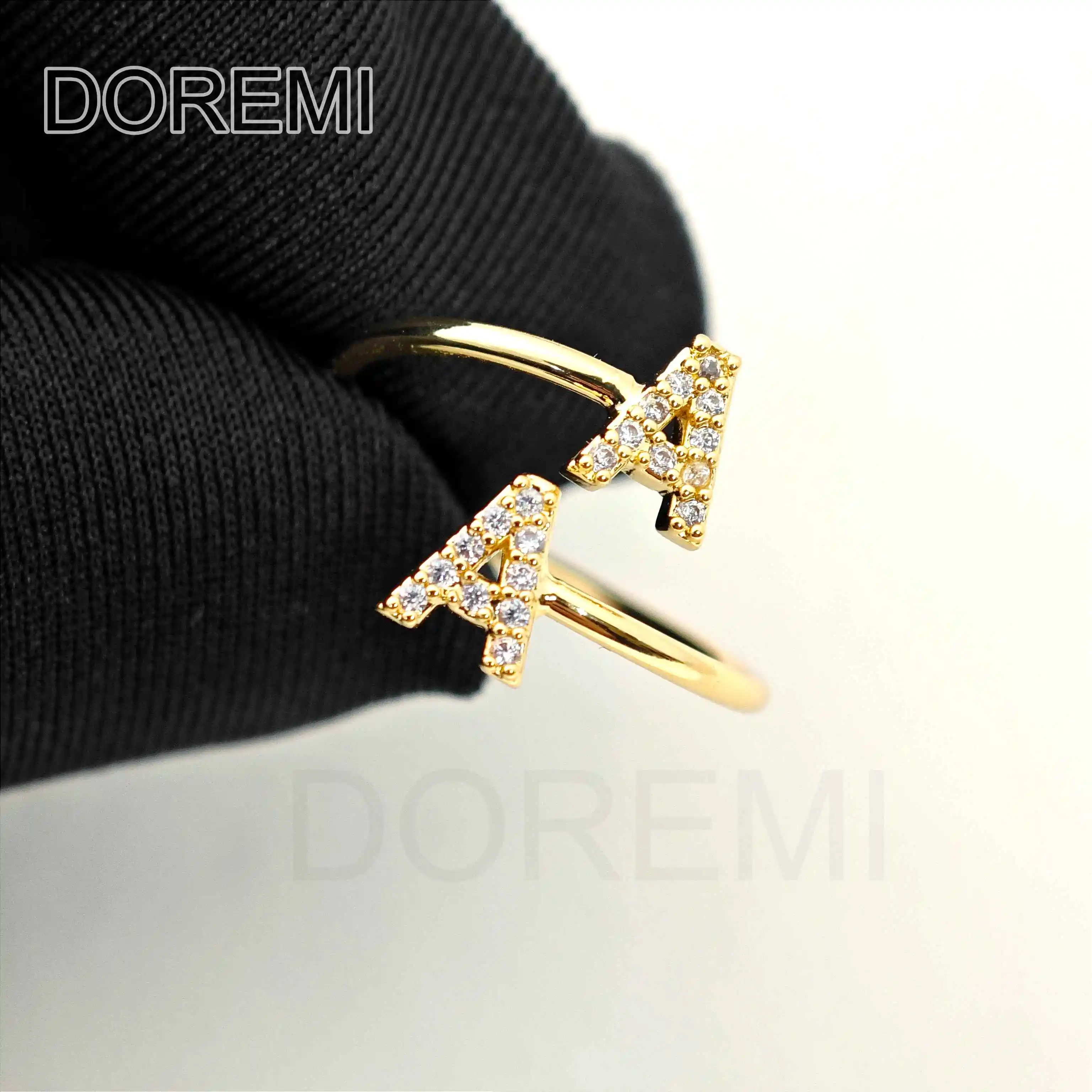 DOREMI Bubble Crystal Letter Women Stagger Letter Ring Custom Design Girls Gift Jewelry Custom Letter Rings