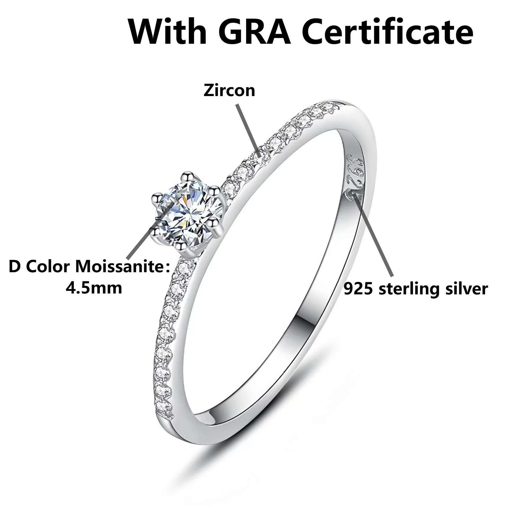 

JoiasHome 925 Sterling Silver Moissanite Ring for Women 4.5mm with Certificate Minimalist Starry Sky Jewelry Gift for Engagement