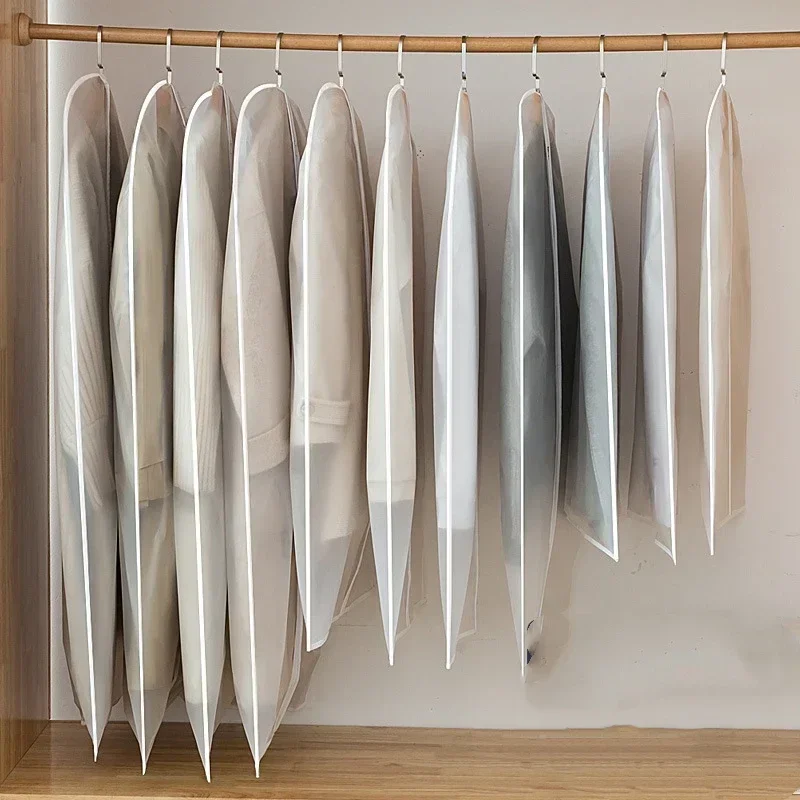 

1-5PCS Clothes Dust Cover Transparent Thickened Washable Dust Bag PEVA Household Dust Cover Coat Suit Cover Hanging Clothes Bag
