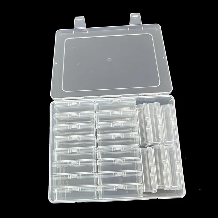 22-cell detachable PP transparent plastic storage box Jewelry tools plastic box DIY beaded nail nail box