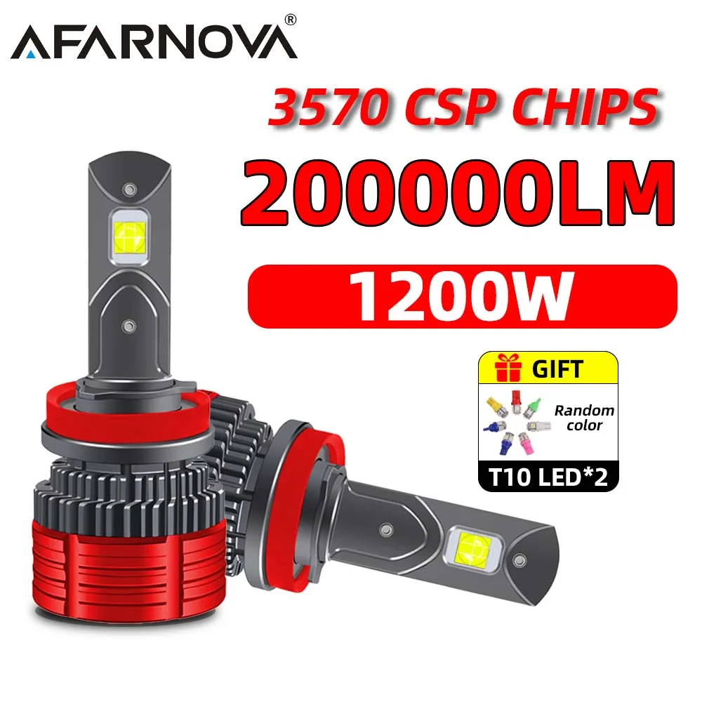 Afarnova H11 LED Headlight Car 1200W High power 200000LM H11 Bulb Lamp 6000K  LED Auto Lamp 12V