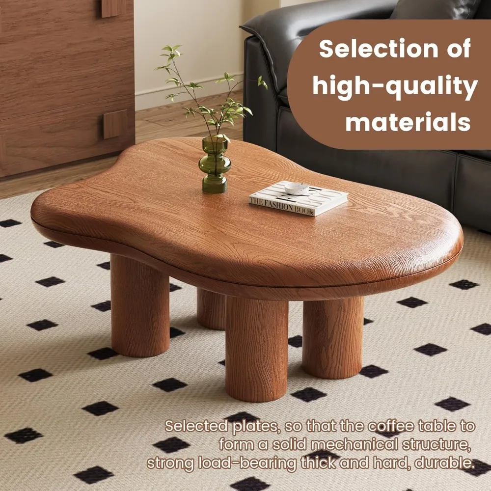 โต๊ะกลางไม้สไตล์โมเดิร์นฟาร์มเฮาส์ รุ่น Cloud Coffee Table ขนาด 35.82 นิ้ว ขา 4 ขา โต๊ะน้ำชาดีไซน์เก๋สำหรับพื้นที่ขนาดเล็ก