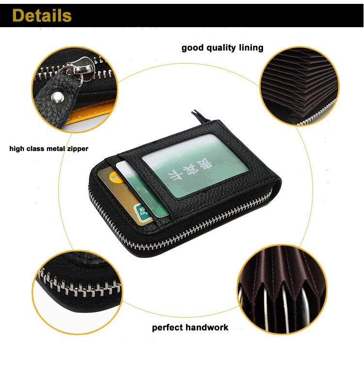 Fashion Genuine Leather men card holder Wallets women credit card holders card&ID holder female organizer purse Business card image 3