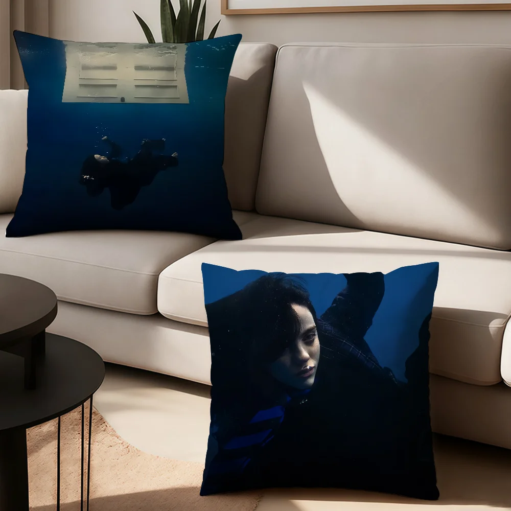 

Singer B-Billie E-Eilish Hit Me Hard and Soft Pillow Case Office Cushions Suitable For Sofa Car Bedroom Decorative Cushion Cover