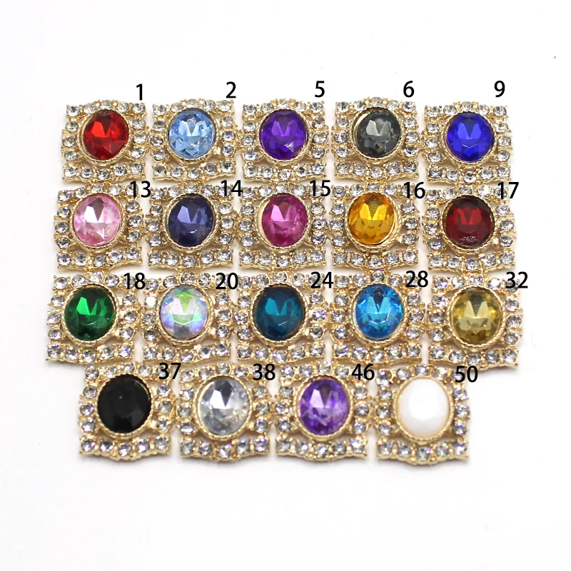 10Pcs16 * 18MM Square Rhinestone Alloy Flat Bottom Ornament Button Diy Wedding Dress Wine Bottle Party Bow Decoration Accessorie