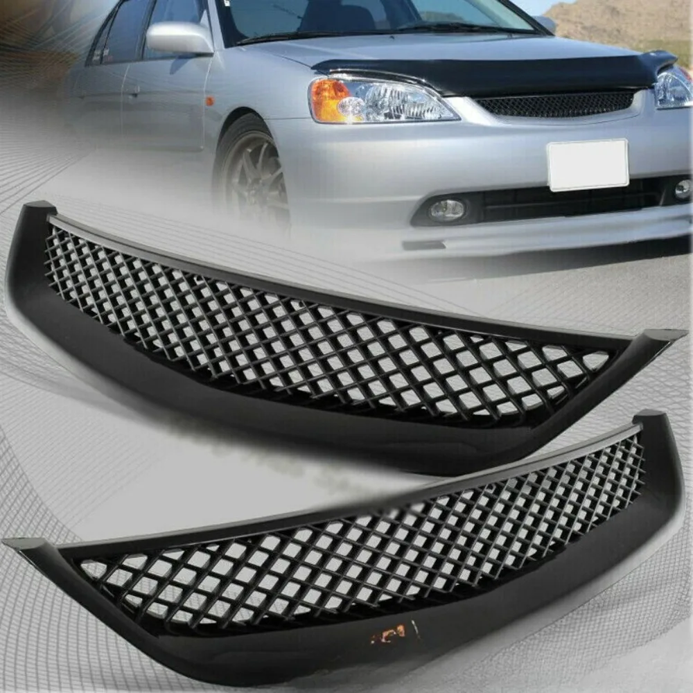 

Для Honda Civic 2001-2003 годов выпуска, JDM Type R, черная сетчатая решетка радиатора из ABS-пластика