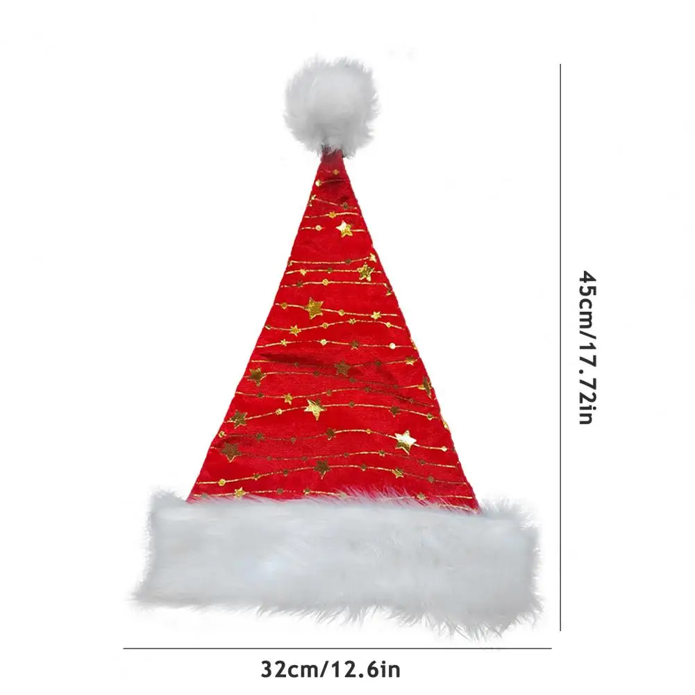 الذهبي ستار سانتا قبعة قبعة عيد الميلاد الحمراء مع الأبيض رقيق Pompom غامض عيد الميلاد قبعة احتفالية جمع السنة الجديدة قبعة عيد الميلاد