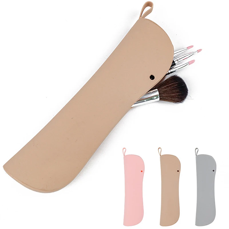 Soporte de silicona para brochas de maquillaje, bolsa de viaje para brochas de maquillaje, estuche de esponja portátil, herramientas de maquillaje impermeables para mujeres y niñas