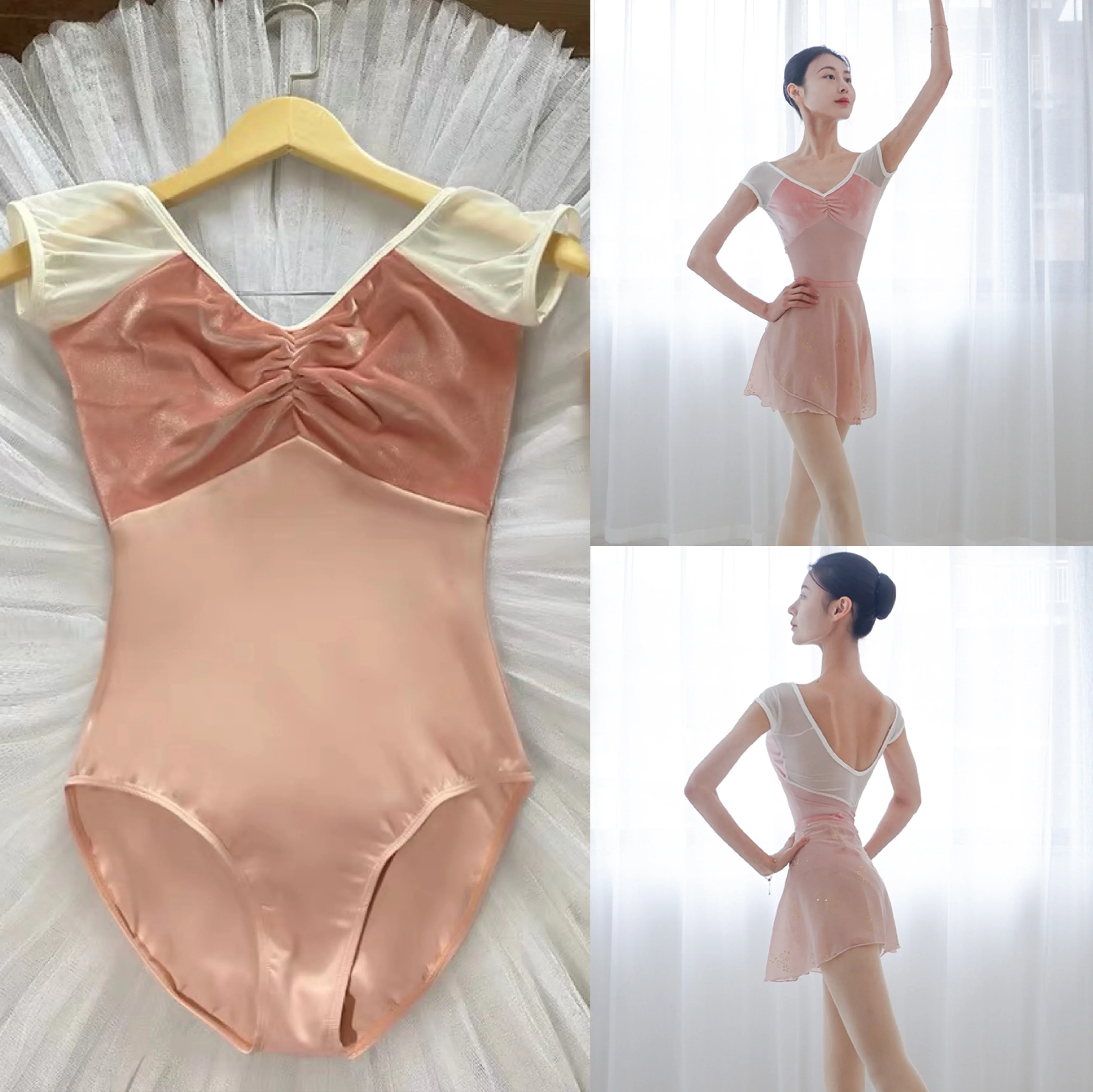 Daily Practice Ballet Dance Leotard Women Short Sleeve Team Gymnastics Dancing Clothes Adult Cheap Advanced Ballet Leotard