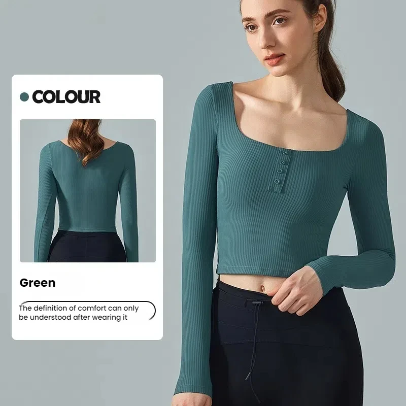 Women's Yoga Top Long Sleeve Built-in Bra High Waist Workout T-Shirt for Women Seamless Tummy Control Fitness Shirt Gym Running