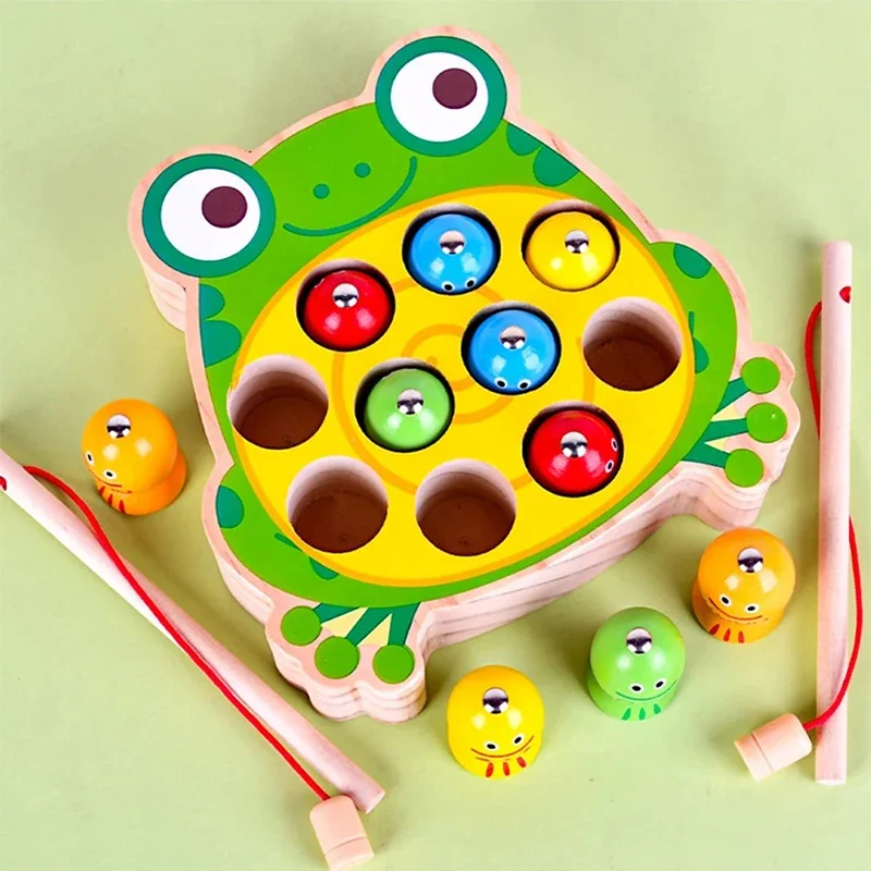 

Wooden Magnetic Fishing Toy Learning Fine Motor Skills Promote Parent Child Interaction Wooden Fishing Game for Boys Girls