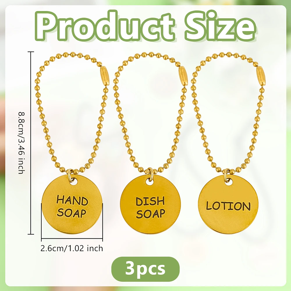 3Pcs Lotion Soap Dispenser Chain Labels Tags Soap Lotion Dispenser Tags Decoration Labels Charms Hand-Soap Label Hanging Tag