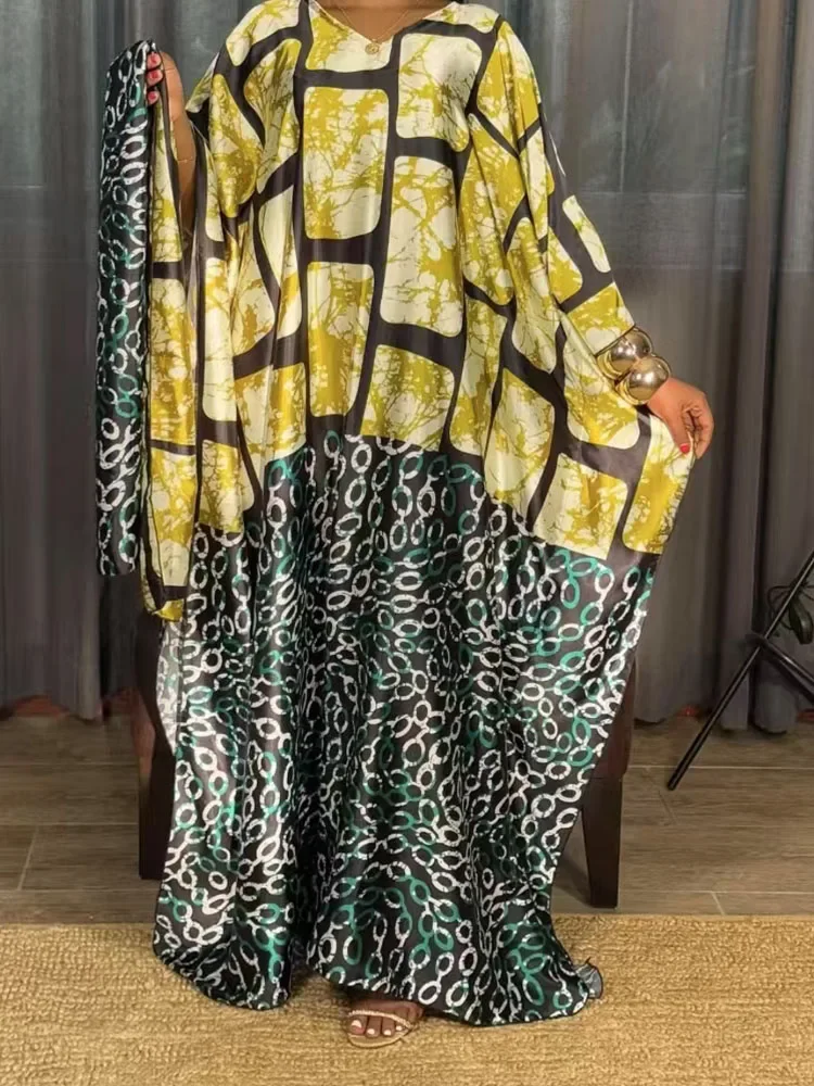 

African Women's Dashiki Kaftan Boubou Dress | Ramadan Party Wear Ankara Printed Cotton Brocade Abaya