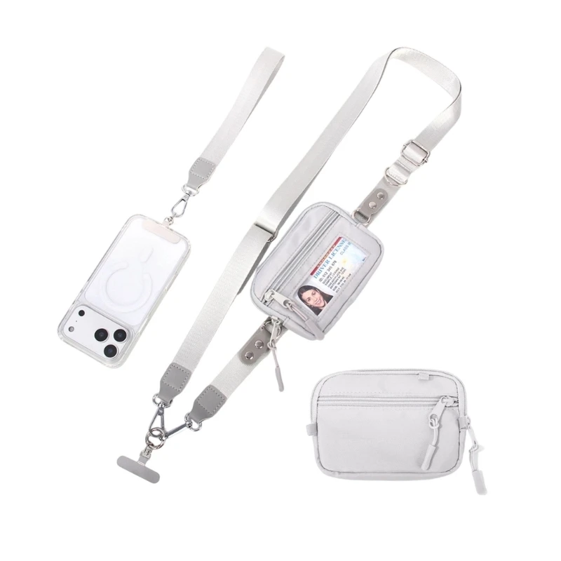 U2JB Strong Nylon Shoulder Purse Set With Removable Window For Keys Phone traveldocument Storage