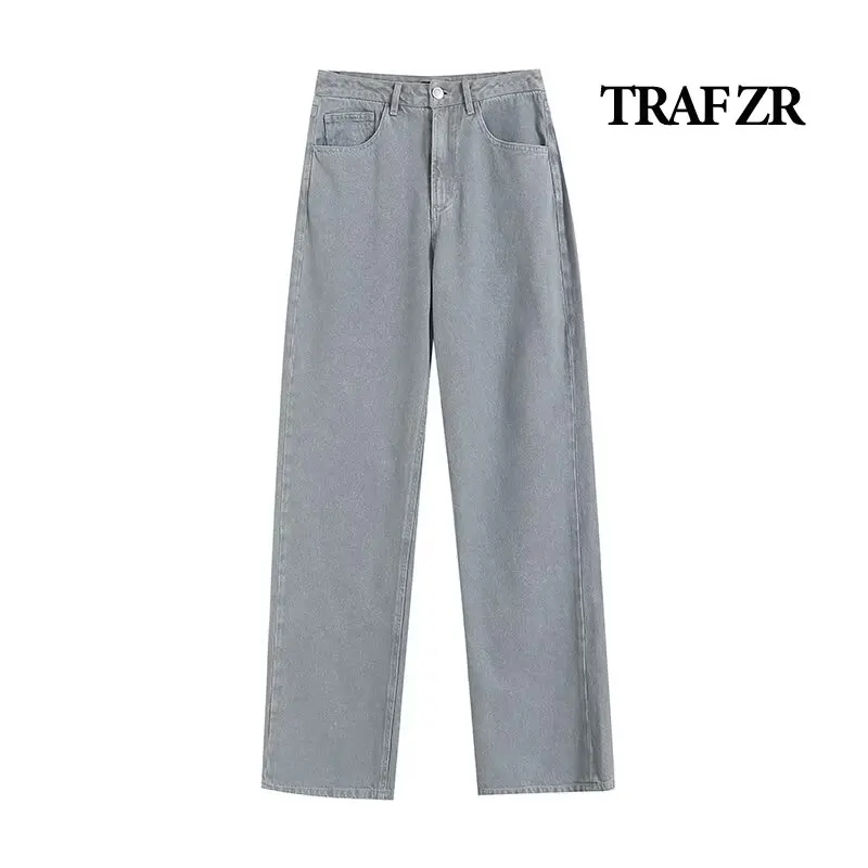 

TRAF ZR High Waist Jeans for Women Y2k Streetwear Baggy New in Wide Casual Boyfriend Jeans Korean Women's Pants Spring 2024