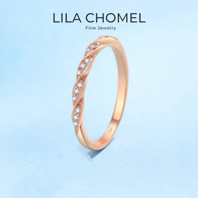 

Women Wedding Band 18K Rose Gold Daughter Birthday Gift 0.12CT Moissanite Diamond Wife Christmas Gift Girl Valentine's Day Rings