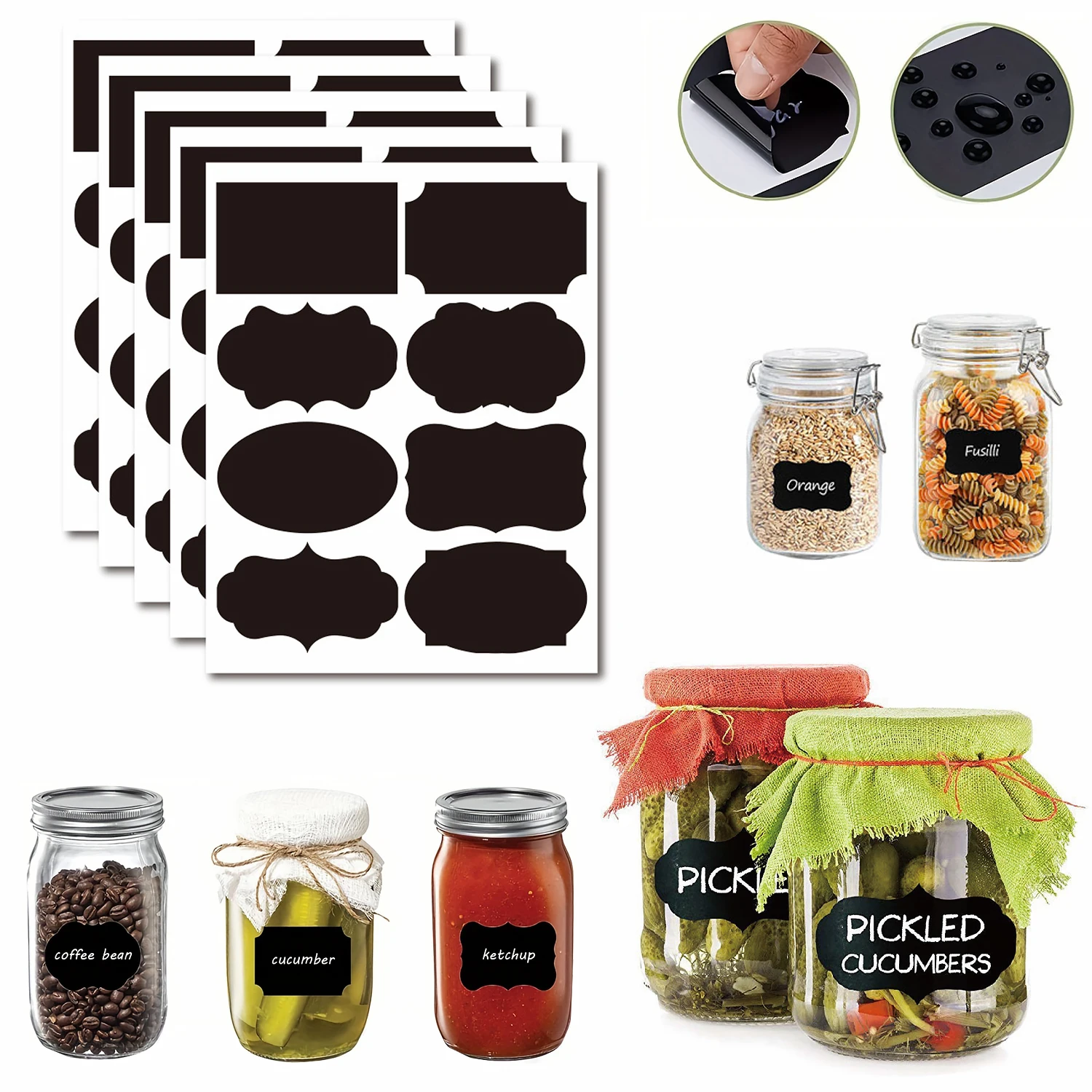 Reusable label stickers, Waterproof Blackboard Label, Spice label stickers, household jar bottle labels, kitchen organizer