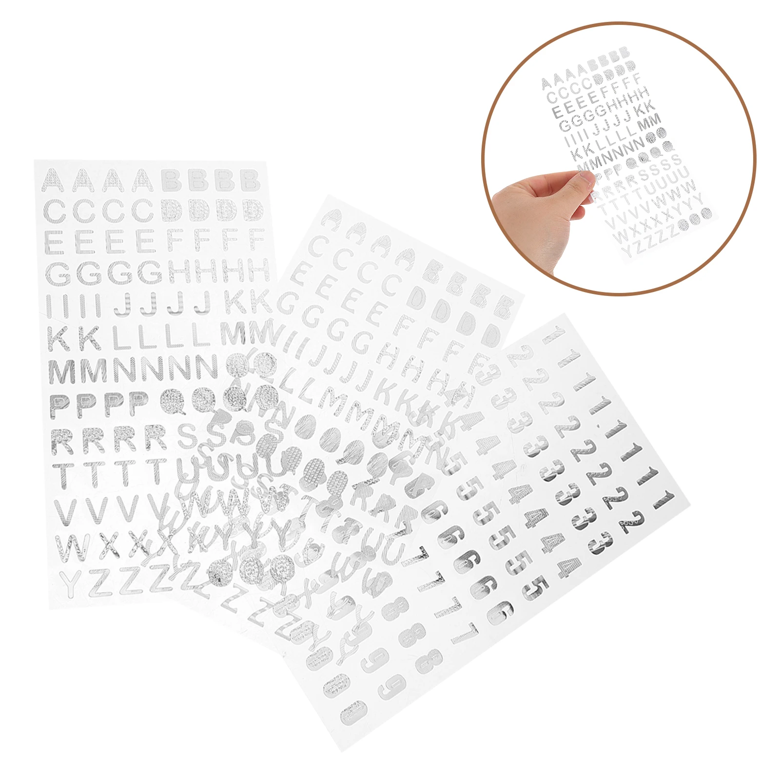 

6 Sheets Silver Foil Alphabet Stickers Self Adhesive Durable Craft Letter Number Stickers For Kids Journals Phone Cases