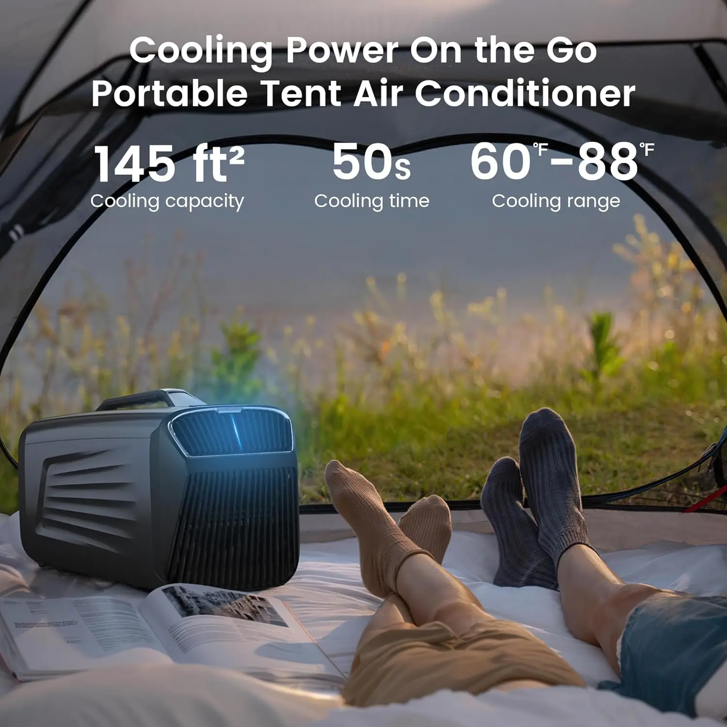 5000 BTU Portable Cooling/Heating Air Conditioner-for Tent Camping RV Household & Car Use Covers up 150 Sq. Ft. Remote Control