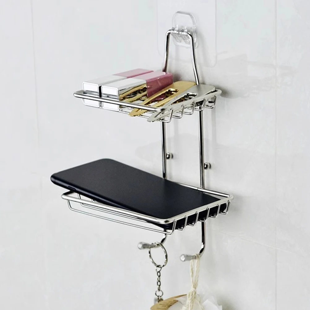 

2Pcs Stainless Steel Wall Mounted Soap Dish Bathroom Shower Bar Soap Holder Drain Tray No Drill Installation Detachable