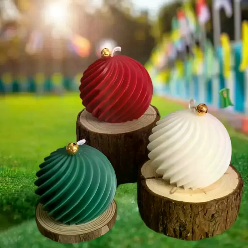 Diagonal Stripes Silicone Candle Mold DIY Scented Candles Rotate Ball Craft Molds Soap Resin Plaster Making Home Christmas Decor